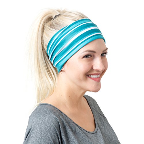 Teal Striped Headband One Size