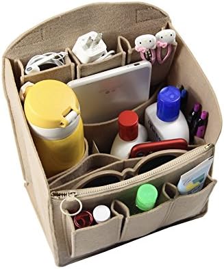 Customizable Backpack Organizer Felt Insert (Rounded Top with Handle), Travel Bag Purse Tote Shaper Mummy Bag Active