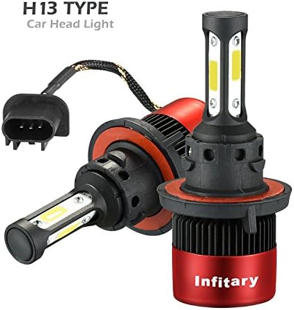 ALUNAR H13 Hi/Lo Car LED Headlight Bulb All-in-One Conversion Kit Plug Play White COB Chip 72w 8000lm Infitary Auto Head Lamp 12V Replace for Halogen HID Vehicle Lighting(H13 9008 Car Headlight 2 Pcs)
