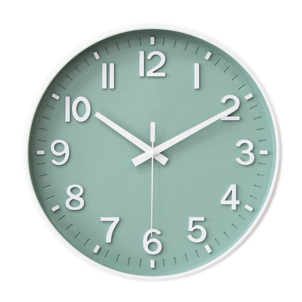 Photo 1 of HZDHCLH Green Wall Clocks Battery Operated,12 inch Silent Non Ticking Modern Wall Clock for Living Room Bedroom Kitchen Office Classroom Decor