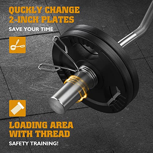 FEIERDUN Olympic EZ Curl Bar 47" Weightlifting Curling Barbell