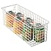 mDesign Narrow Farmhouse Decor Metal Wire Food Storage Organizer Bin Basket with Handles for Kitchen Cabinets, Pantry, Bathroom, Laundry Room, Closets, Garage - 16