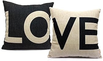 Aftermarket 18 X 18" Decorative Cotton Linen Throw Pillow Cover Cushion Case Couple Pillow Case, Set of 2 - Love