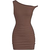 SOLY HUX Women's Summer Mini Dresses Off The Shoulder Ruched Bodycon Graduation Dress Sexy Going Out Party Club Outfits