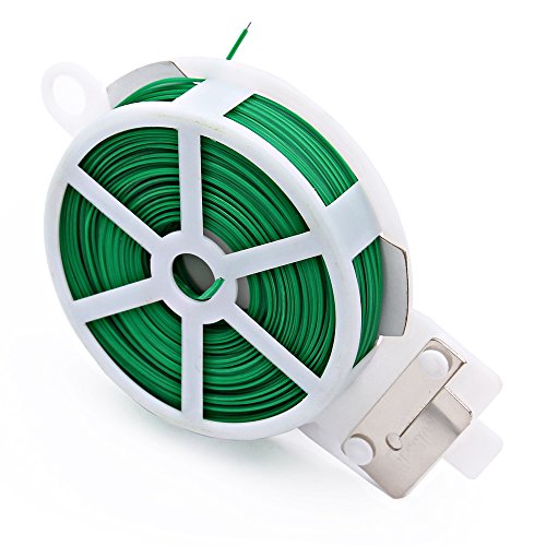KLOLKUTTA Garden Plant Twist Tie with Cutter, 164 Feet Sturdy Plastic Multi-Use Reusable Rubber Coated Metal Utility Tie for Gardening, Home, Office (Green) (1 Pack)
