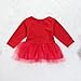 Christmas Baby Girls Long Sleeve Print Tutu Dress Red Crystal Princess Party Skirt Bodysuit (6-12Months, Red)