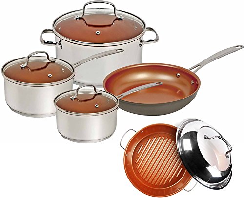 Nuwave Duralon Ceramic Non Stick 7 Piece Cookware with BBQ Grill Pan