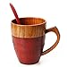 Coffee Mug with Handle, 11 OZ Insulated Novelty Cool Coffee/Tea Cup with Spoon for Wood Eco-friendly Gifts. (1,RED)