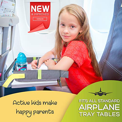 Foldable Kids Travel Tray for Airplane Travel Activities and Games, Use on Plane/Train Tray Table, Toddlers and Children, Unisex - Compact Light Portable - W/Fun Chenille Pipe Cleaners for DIY