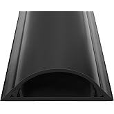 ZhiYo 34in Cord Covers for Wires on Floor, Large Capacity Wire Hider, Black | Fits 4-7 Cables, Rigid PVC Construction, 2 Pack 17" Each, Seamless Connection, Self-Adhesive, Cord Cavity 1.8" W x 0.6" H