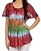 Sakkas Dina Relaxed Fit Sequin Tie Dye Embroidery Cap Sleeves Blouse/Top