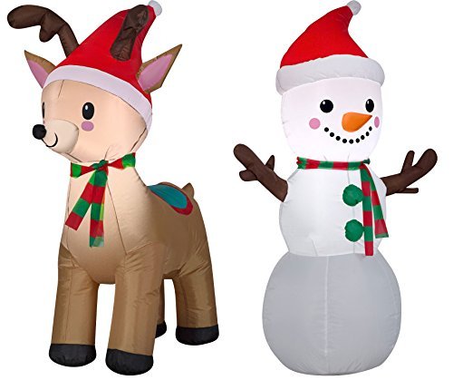 Airblown inflatable 4ft snowman & reindeer bundle