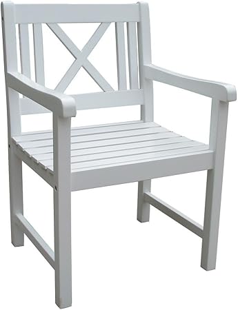 2 Armsessel Malmo Aus Akazien Holz Weiss Lackiert Gartenstuhle Holzstuhle Amazon De Garten