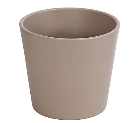 Dehner Gute Wahl Übertopf, Ø 28 cm, Höhe 24 cm, Keramik, hellbraun