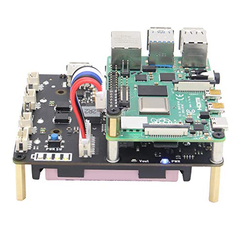 Geekworm Raspberry Pi UPS, Raspberry Pi 4B/3B+/3B 18650 UPS & Power Management Expansion Board X750 Shield with Auto Power-on for Raspberry Pi 4 Model B/3B+/3B (Only X750 Board)