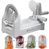 [New Edition] Spiralizer Vegetable Slicer and Zoodle Maker | Spiral Slicer with 4 Built-in Blades | Heavy Duty Veggie Spiral Noodle, Pasta, Zucchini Spaghetti Maker Low Carb, Paleo, Gluten-Free Meals