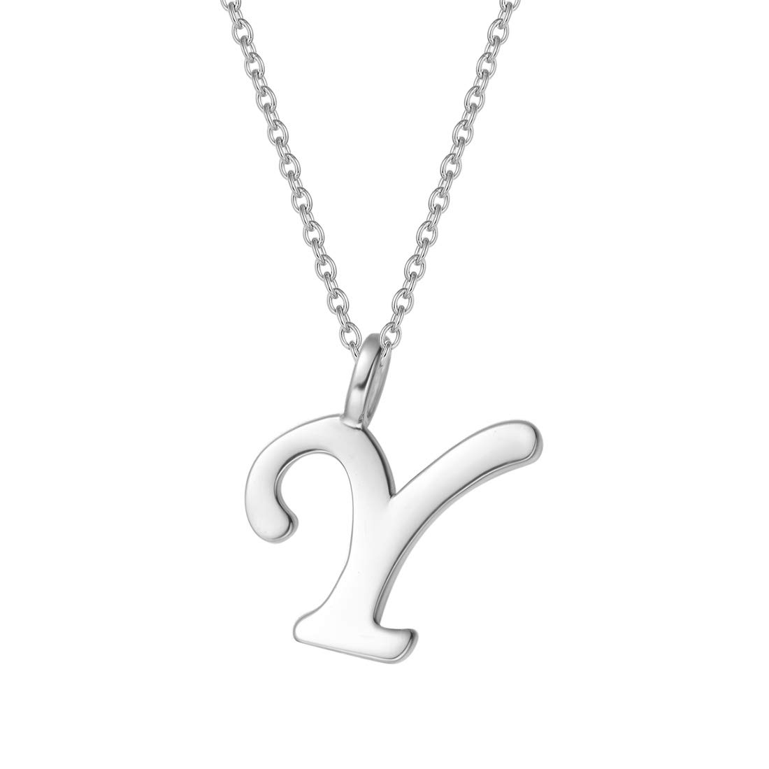 925 Sterling Silver Initial Alphabet Necklace with Letter Y Name Pendant for Women Girls Teenagers Friends with Gift Jewellery Box - Chain Length: 16 + 2 Inch