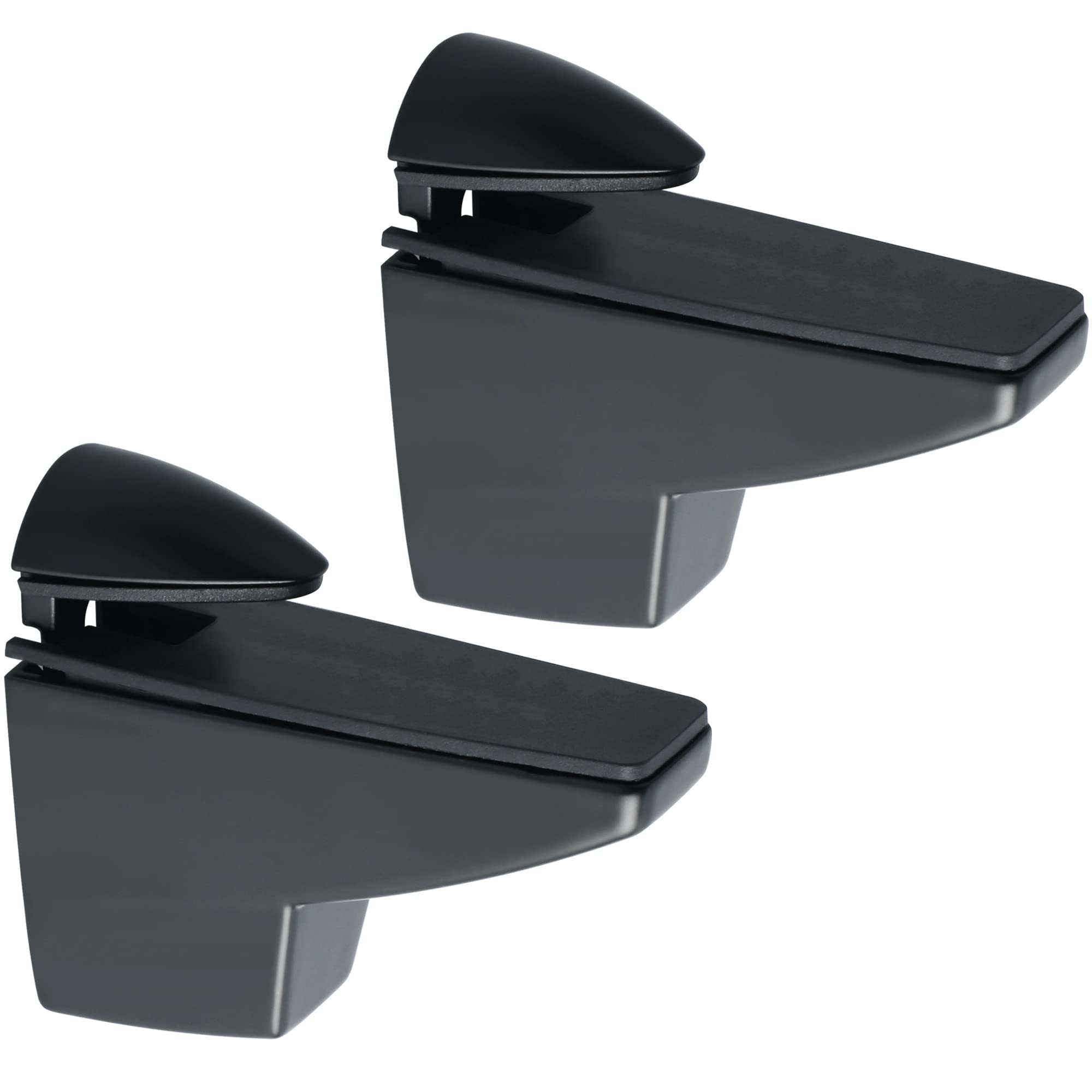 Sayayo Adjustable Wood/Glass Shelf Bracket Glass Support Wood Holder, Fish Mouth Type Clip Adaptive 5-25mm Thickness Shelf, Zinc Alloy Black Finished, 2 Pcs