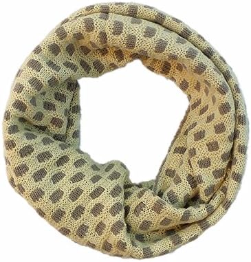 AFB Womens Soft Two Color Tone With Dots Rerversible infinity Circle Scarf (Cream/Brown)