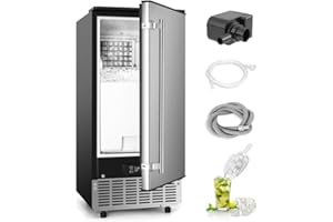 ICEVIVAL Commercial Under Counter Ice Maker Machine, 80Lbs/Day with 24lbs Ice Storage, Built-in Drain Pump/Automatic Cleaning/Timing Setting/Smart LCD Panel, Ideal for Both Home and Commercial Use