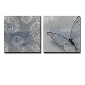 2 Piece Set of a Monchrome Butterfly and Spheres