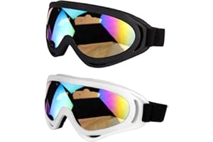 LJDJ Ski Goggles Motorcycle Goggles - Snowboard Glasses Set of 2 - Dirt Bike ATV Motocross Anti-UV Adjustable Riding Offroad Protective Goggles