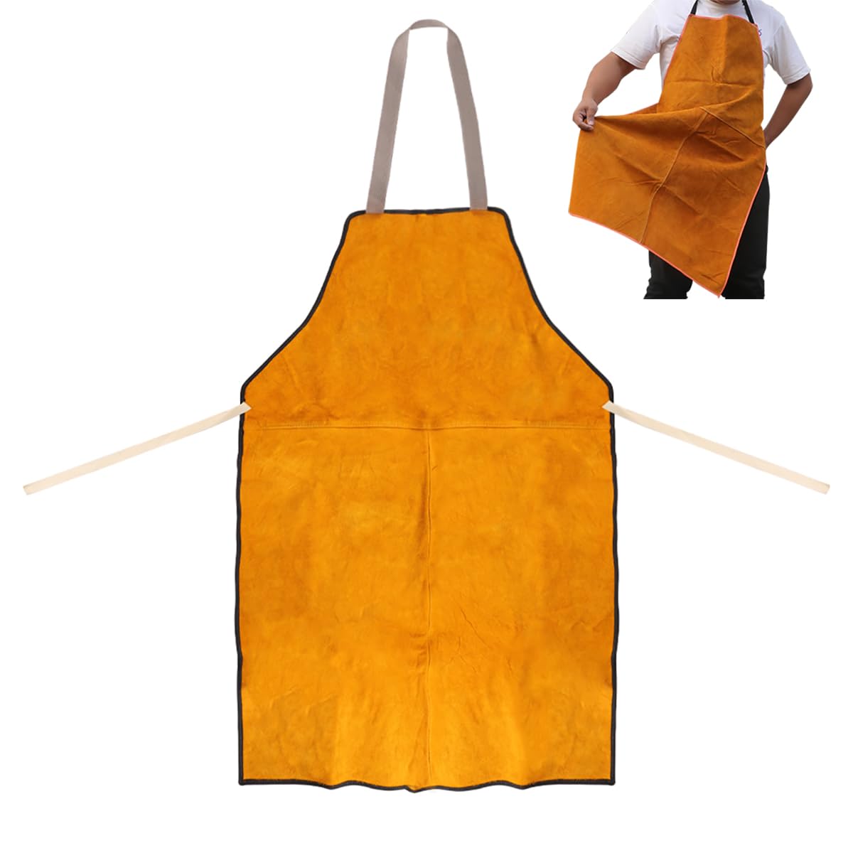 ITODA Cowhide Leather Welding Apron Heavy Duty Welding Aprons Heat Resistant Flame Retardant Work Apron Work Shop Aprons for Blacksmith Welder Woodworking Craft Garage