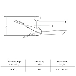 Sofucor 52 Inch Ceiling Fan no Light, Solid Wooden