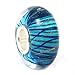 Queenberry Blue and Gold-tone Stripe of Waves Glass Bead Sterling Silver Core For European Charm Bracelets