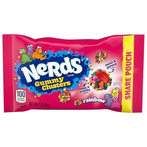 NERDS GUMMY CLUSTERS, CANDY, RAINBOW, CRUNCHY AND GUMMY, 3 OZ
