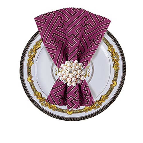 Set of 2 Napkin Ring Pearl Beaded Diamante Rhinestone Crystal Napkin Holder Table Setting Wedding Holiday Christmas Thanksgiving Décor Gold