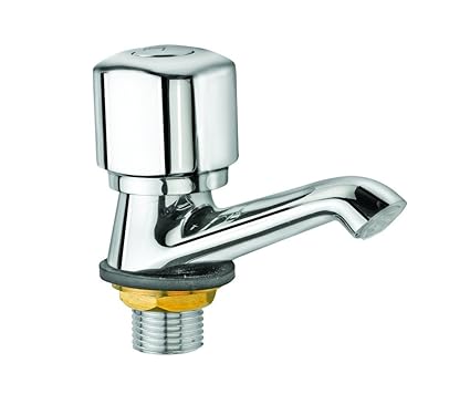 TNL SQUARE Pillar Cock Quarter Turn Brass Bib Cock Pure Brass Bib Tap for Wash Basin & Sink( Chrome Finish)