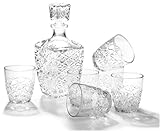 Bormioli Rocco Dedalo 7-Piece Whiskey Decanter Set, Set of 6 Rocks Glasses and One Whiskey Decanter, Gift Boxed (Kitchen)