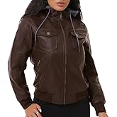 GGleaf Women's Faux Leather Jacket Waterproof Motorcycle Bomber Jacket Vintage PU Moto Biker Coat