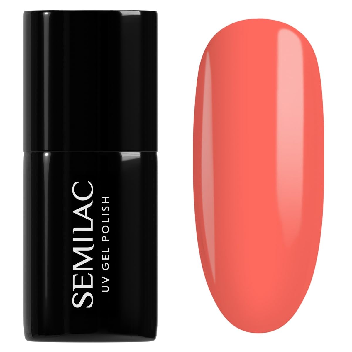 SEMILAC Gel Nail Polish 132 Orange Lollipop - Full Coverage Gel Polish - Soak Off Easy To Use LED/UV Nail Lamp - Long Lasting Manicure and Pedicure up to 3 weeks