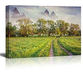 Canvas Prints Wall Art - Beautiful Scenery/Landscape Colorful Spring Sunrise in The Foggy Mountains | Modern Wall Decor/Home Decoration - 12" x 18"