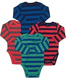 Leveret Long Sleeve 4-pack Striped Baby Boys Bodysuit 100% Cotton (Size 0-24)