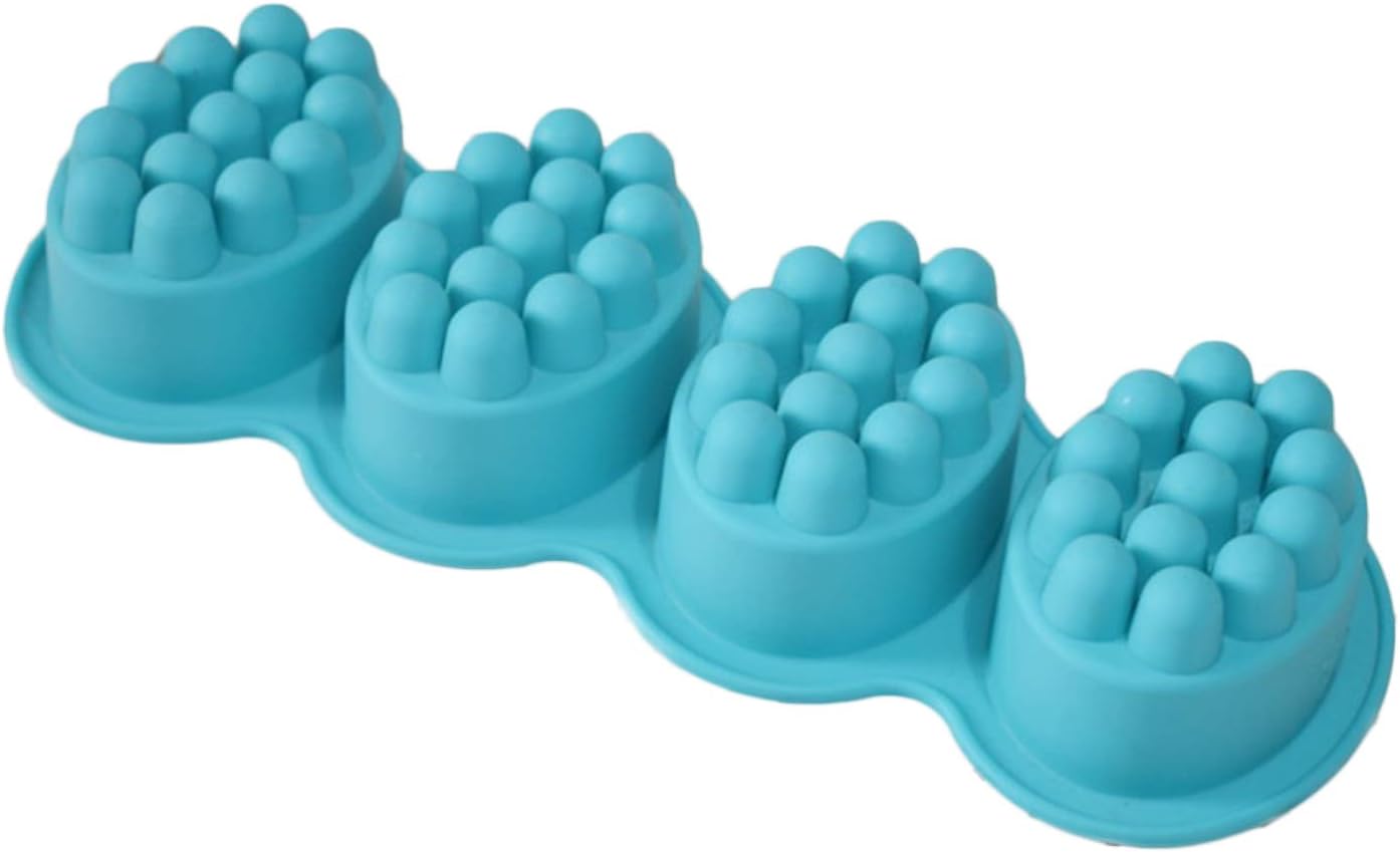 4 Cavity Massage Bar Silicone Soap Mold, 3D Mould for DIY Soap Making Chocolate Cake Mousse Fondant Pudding Jelly Mould Tray