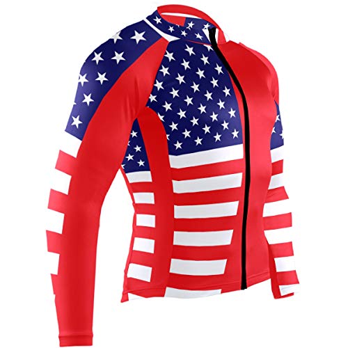 USA Flag Men's Cycling Jersey Long Sleeve Bicycle