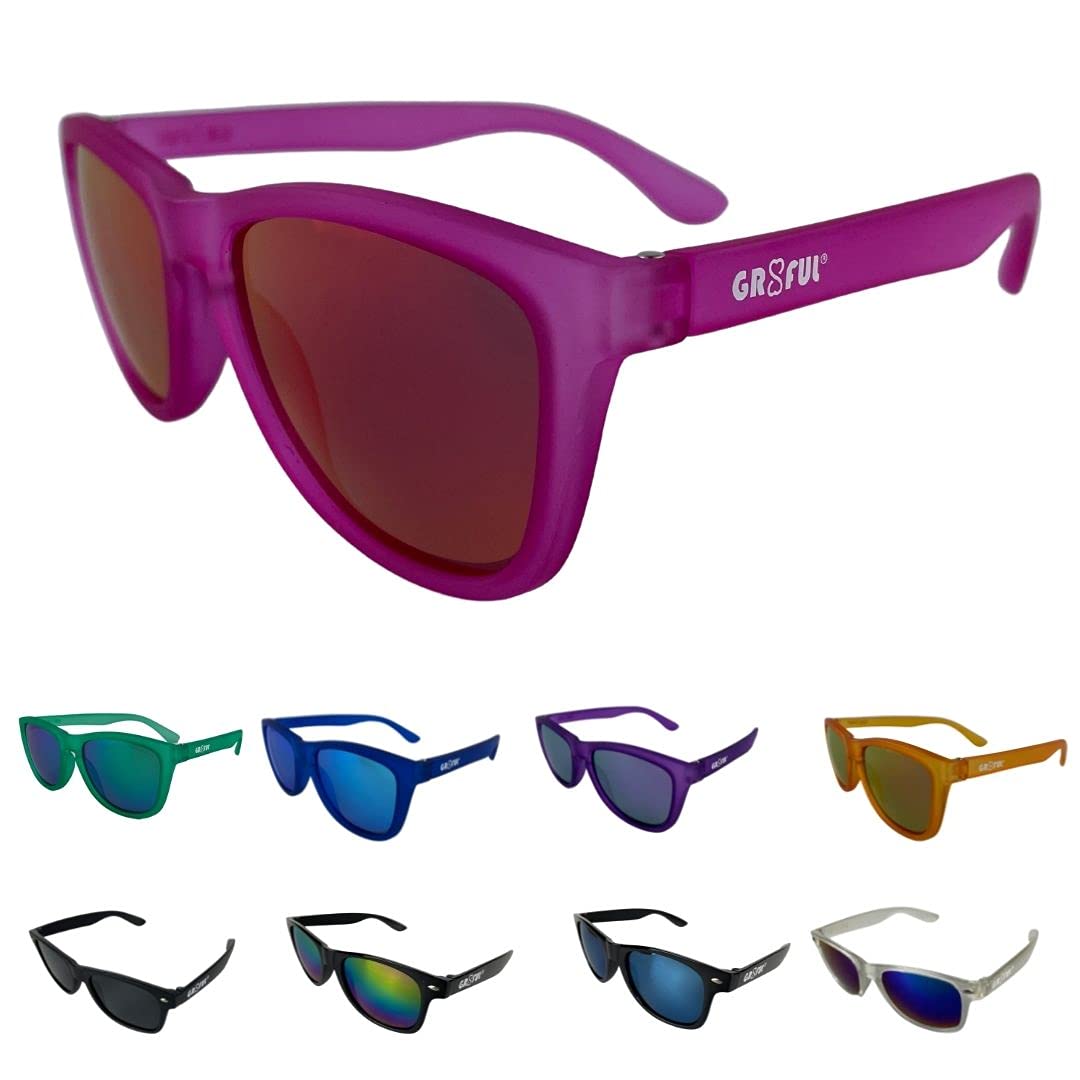 gr8ful® Sunglasses for Men & Women | Ladies & Mens Shades | Retro Sun Glasses for Outdoors, Hiking, Walking, Golf, Fishing, Cycling, Running | UV Protection Polarized (Pink Frame, Pink Mirror Lens)
