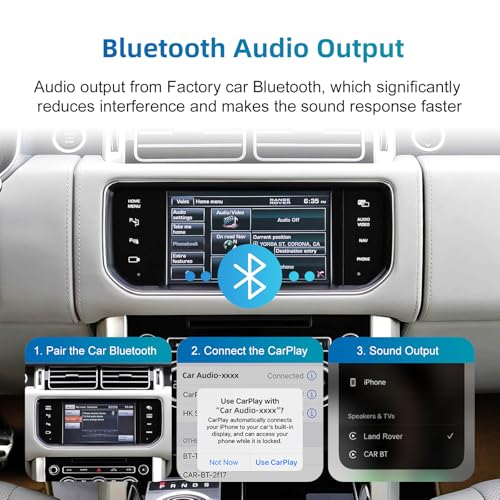 EZoneTronics Wireless CarPlay & Android Auto Set Top Box Kit for Land Rover Range Rover Evoque Discovery Jaguar XJL F-Type 2012-2016 CarPlay Adapter Plug & Play with SWC WiFi Bluetooth Siri GPS