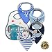 Baby Bandana Drool Bibs Super Cute for Boys "Brave Sailor" 4 pack with FREE Plastic Bib