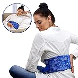 Hot Pockets- Adjustable Lumbar, Lower Back, and Stomach Wrap - Microwave Heat Pack & Freezer Cold Pack - Washable - Hot & Cold Therapy (Blue Flowers)