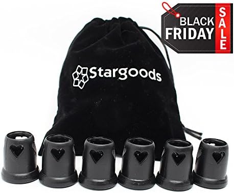 Stargoods High Heel Protectors for Women Shoes, Heart Shaped Stoppers for Walking on Grass and Sand, Black - 3 Pair Pack, Large Size