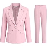 YUNCLOS Women's 2 Pieces Vintage Office Lady Suit Set 1 Button Blazer and Suit Pants
