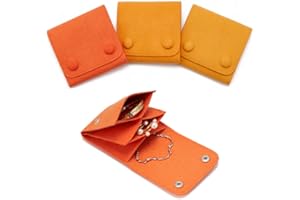WSXBAGY Small Jewelry Bags 3 Pcs Microfiber Jewerly Rolls Small Bags for Jewelry Gift Bags Jewelry Organizer Pouch with Snap Button for Bracelet Rings Necklace for Traveling Gifting, 3"x3", Orange