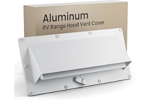 Safoner Aluminum RV Stove Vent Hood Cover for Adjustable Range Exhaust Depth, Includes Butyl Tape, Exterior Kitchen Replacement Camper Accessories for Travel Trailers and Motorhomes- White