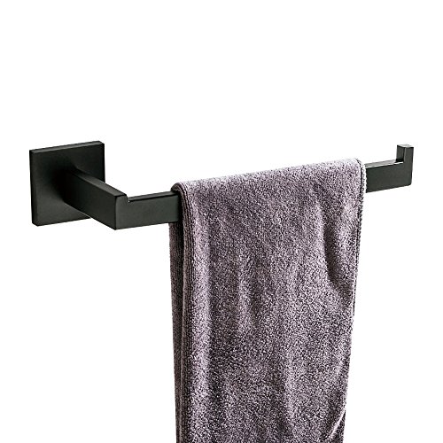 Leyden Modern 4-Pieces Bathroom Sets, Robe Hook Towel Bar Toilet Paper Holder Towel Ring Bathroom Hardware Accessory, Matte Black