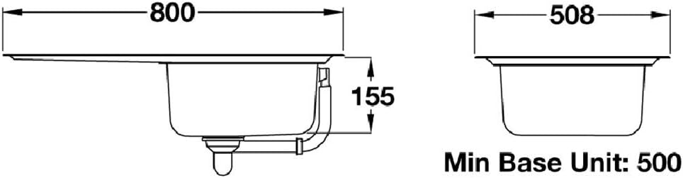 Rangemaster Michigan Rectangular Stainless Steel 1 Bowl Rectangular Rectangular Sink, Dark Gray - Image 4