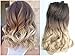 17 Inches One Piece Half Head Wavy Curly Ombre Clip in Hair Extensions 120grams (Dark brown to sandy blonde)